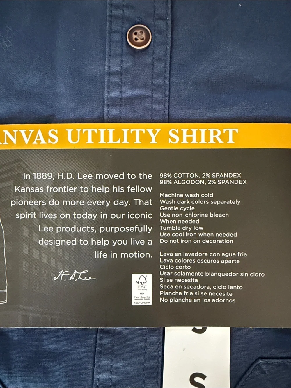 Lee Canvas Utility Shirt- Small - New